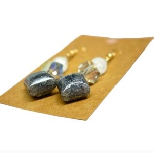 Elegant Gold & Black Dangle Earrings – Handmade, Hypoallergenic